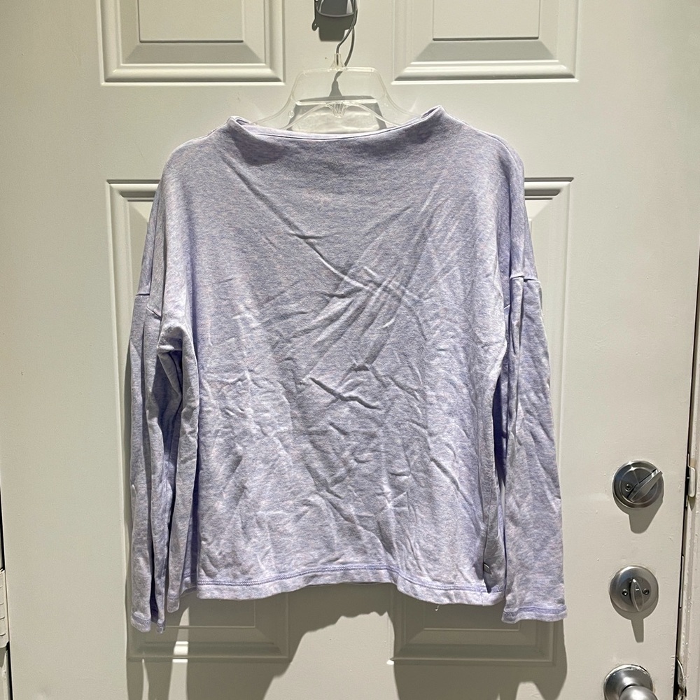 T by Talbots Mock Neck Terry Cloth Purple Blue Long Sleeve Top Casual Size Large